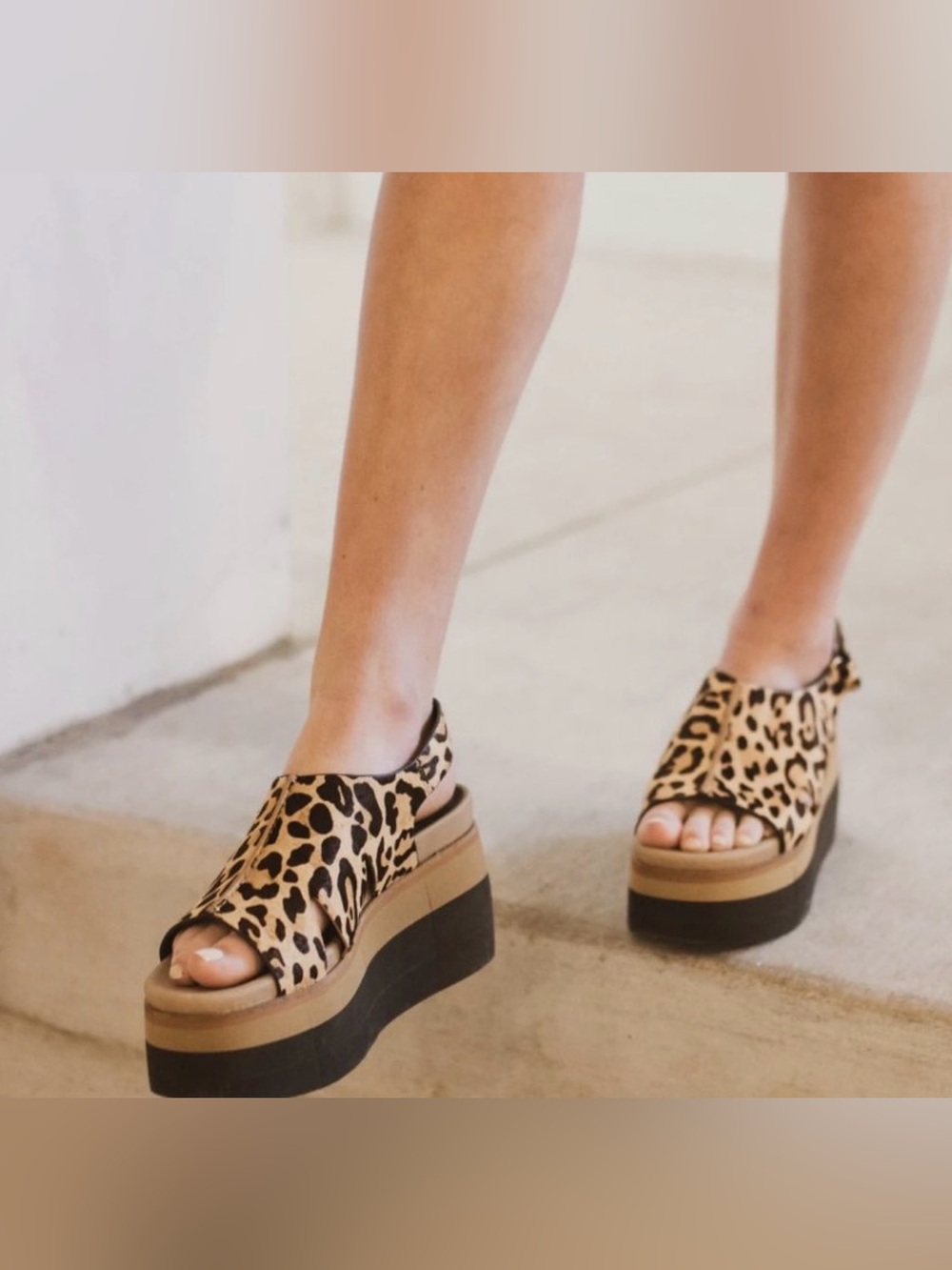 naked feet geo wedges   Calf hair wedges high platform